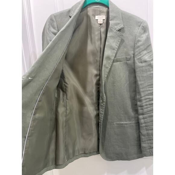J. Crew 100% Linen Olive Green Blazer Sz 00 - Picture 3 of 6